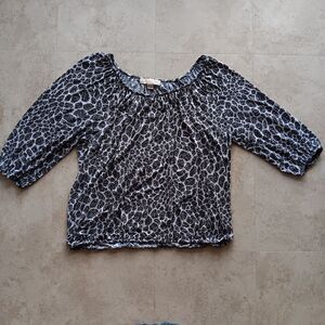 Michael Kors Women’s Plus Size OX Blouse Black Floral Animal Print Top